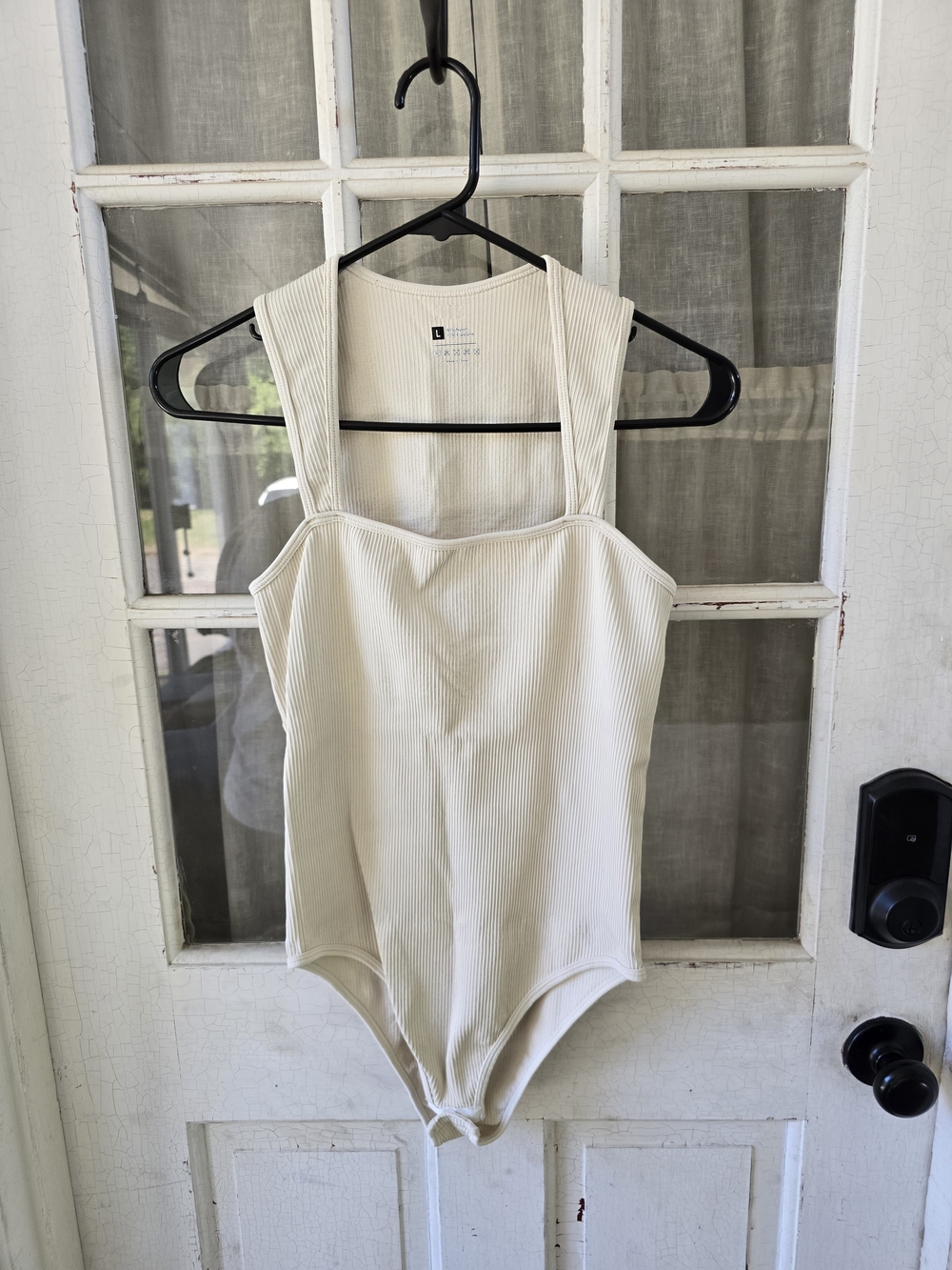 Ribbed bodysuit tank top in cream